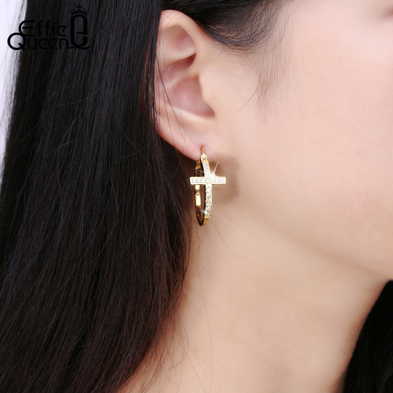 Peris Gems Big Diamond Cross Hoop Earrings for Women SHEIN Amazon Temu