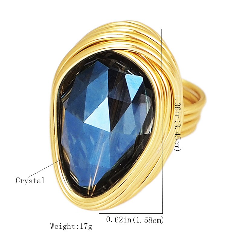 Peris Gems Big Diamond Oval Crystal Rings for Women | Irregular Gold Party Rings for Women SHEIN Amazon Temu