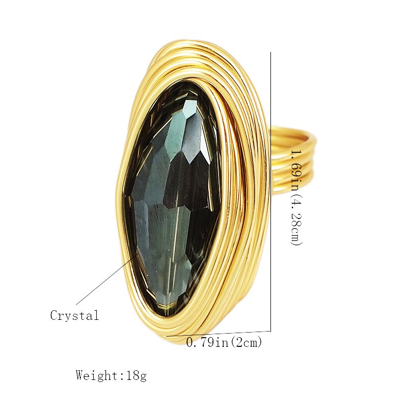 Peris Gems Big Diamond Oval Crystal Rings for Women | Irregular Gold Party Rings for Women SHEIN Amazon Temu