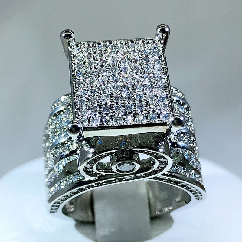 Peris Gems Big Diamond Square Silver Ring for Women | Sterling Silver White Diamond Love Rings SHEIN Amazon Temu