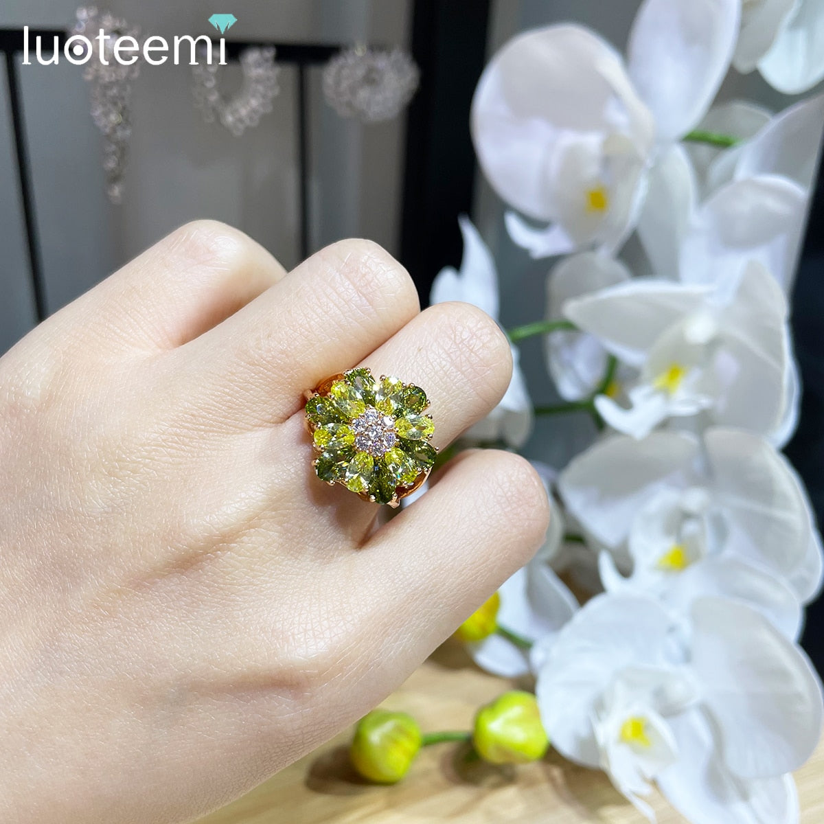 Peris Gems Big Flower Diamond Engagement Rings | Gold Zircon SHEIN Amazon Temu