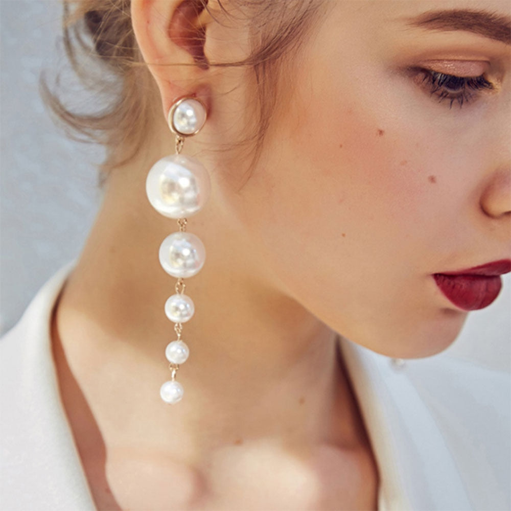 Peris Gems Big Pearl Tassel Earrings for Women | Silver Round Pearl Earring Collection SHEIN Amazon Temu