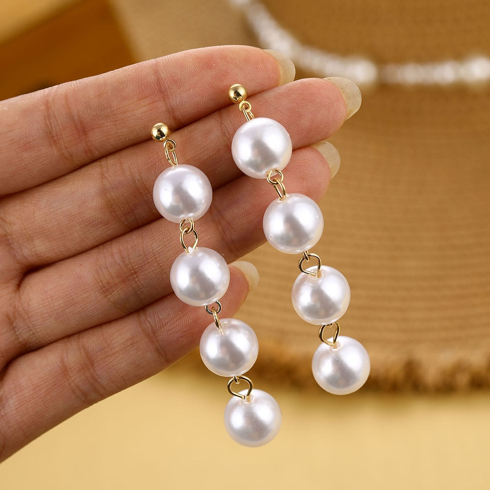 Peris Gems Big Pearl Tassel Earrings for Women | Silver Round Pearl Earring Collection SHEIN Amazon Temu