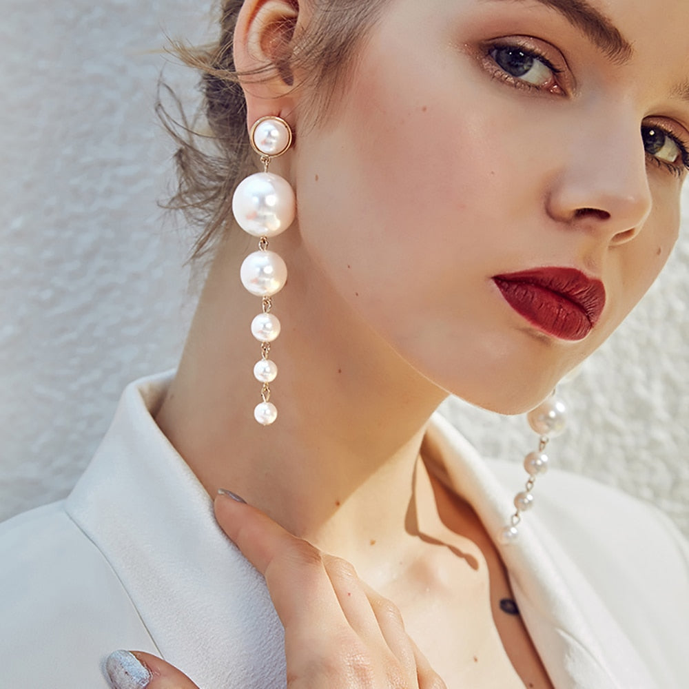 Peris Gems Big Pearl Tassel Earrings for Women | Silver Round Pearl Earring Collection SHEIN Amazon Temu