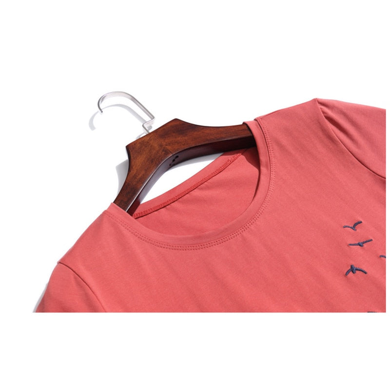 Peris Gems Bird Embroidery Long Sleeve Shirt for Women | O-Neck Crewneck Shirt Bird Embroidery Long Sleeve Shirt for Women | O-Neck Shirt SHEIN Amazon Temu