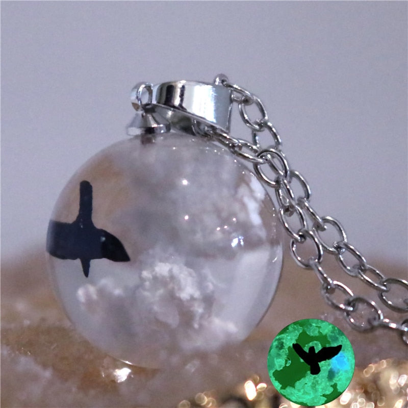 Peris Gems Bird Transparent Resin Round Ball Pendant Necklace - Blue Sky White Cloud Chain Necklace SHEIN Amazon Temu
