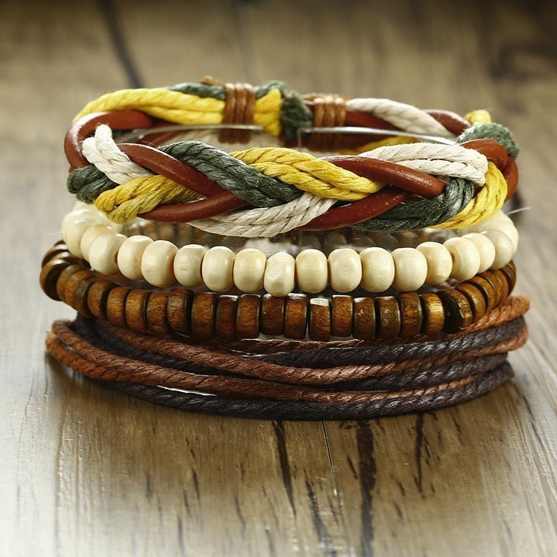 Peris Gems BL-387 Braided 4pc Leather Helm Ship Wheel Bracelets Unisex SHEIN Amazon Temu