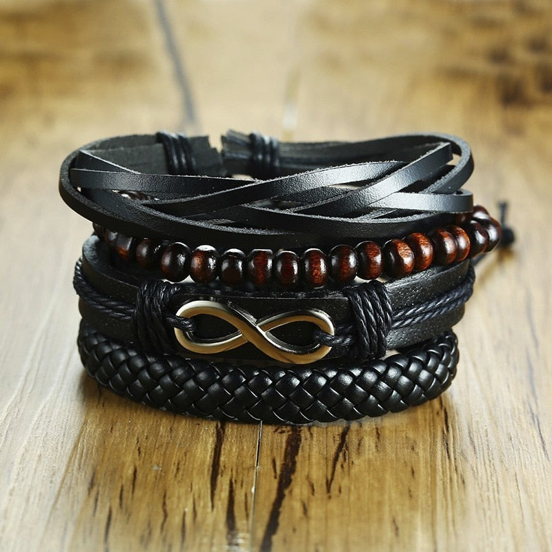 Peris Gems BL-426 Braided 4pc Leather Helm Ship Wheel Bracelets Unisex SHEIN Amazon Temu
