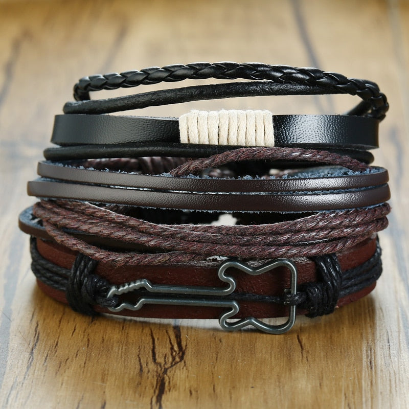Peris Gems BL-459 Braided 4pc Leather Helm Ship Wheel Bracelets Unisex SHEIN Amazon Temu