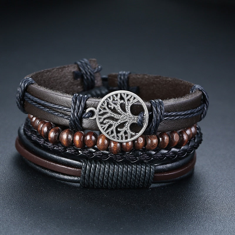Peris Gems BL-551 Braided 4pc Leather Helm Ship Wheel Bracelets Unisex SHEIN Amazon Temu