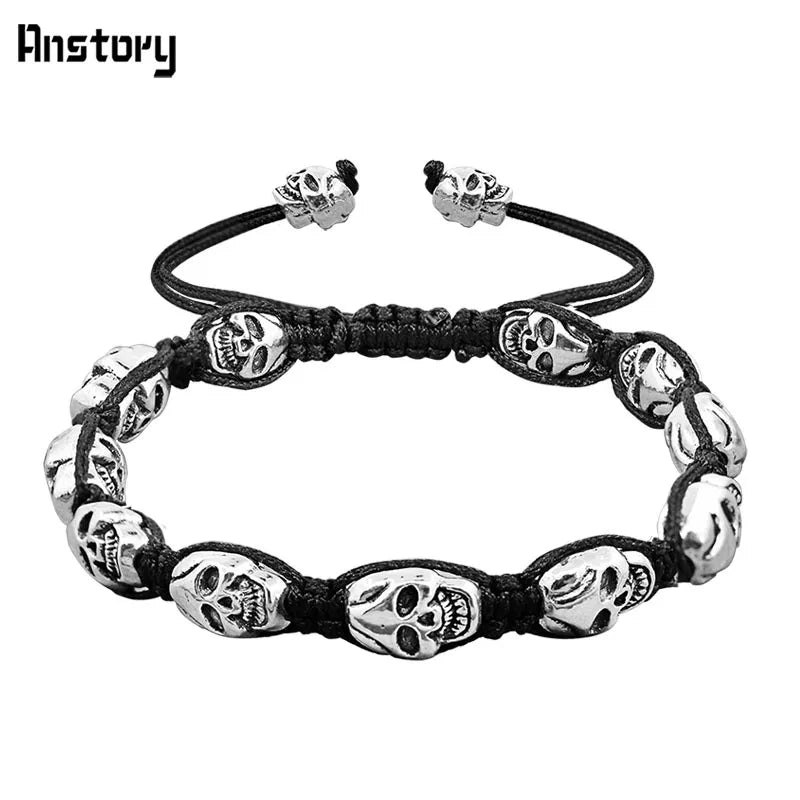 Peris Gems Black 2 Smiling Skeleton Skull Gothic Bead Bracelets Unisex SHEIN Amazon Temu
