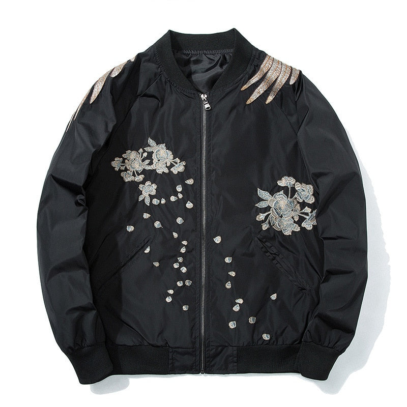 Peris Gems Black 3 / S Embroidered Bird Bomber Jacket for Men | Street Fashion Jackets Embroidered Bird Bomber Jacket for Men Street Fashion Jacket SHEIN Amazon Temu