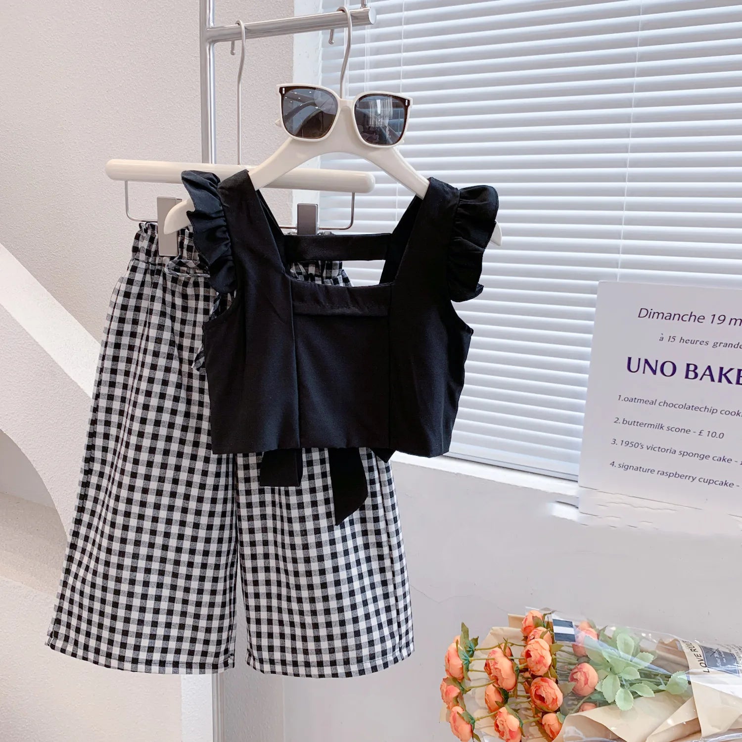Peris Gems Black / 3T Childrens Camisole Top and Plaid Wide Leg Pants Outfit Set SHEIN Amazon Temu