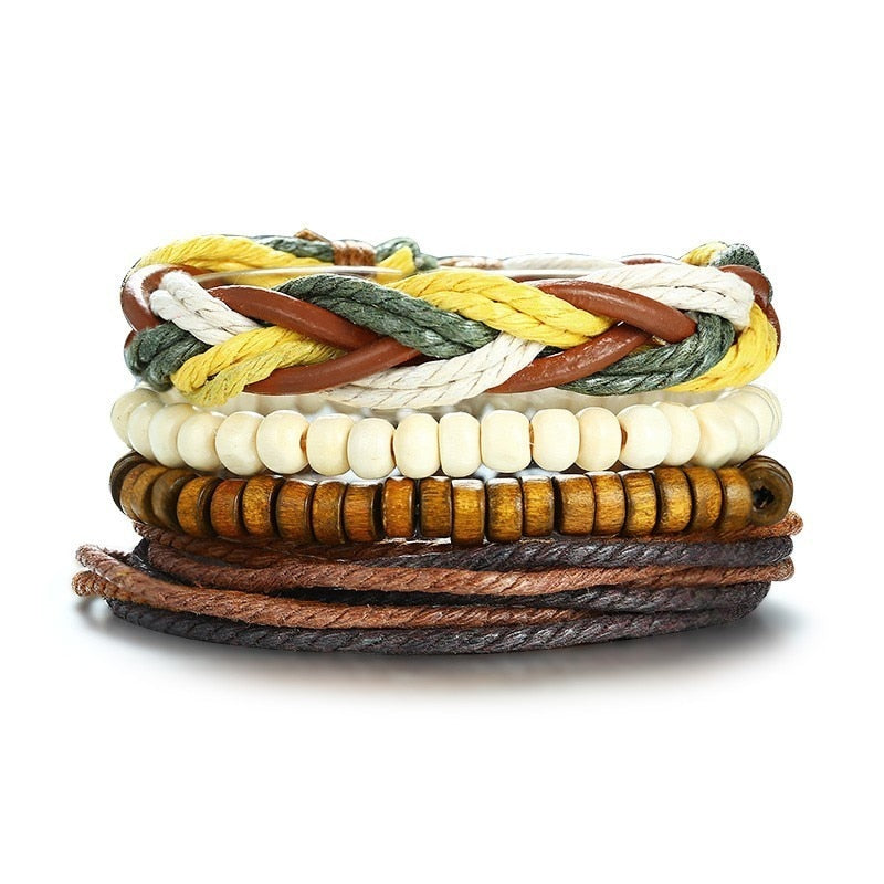 Peris Gems Black 4pc Beaded and Leather Bracelets Unisex | Adjustable Bangle Bracelet Black 4pc Beaded and Leather Bracelet Unisex Bangle Bracelet SHEIN Amazon Temu