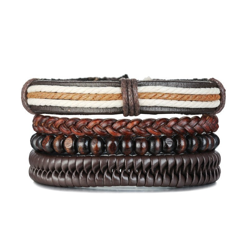Peris Gems Black 4pc Beaded and Leather Bracelets Unisex | Adjustable Bangle Bracelet Black 4pc Beaded and Leather Bracelet Unisex Bangle Bracelet SHEIN Amazon Temu