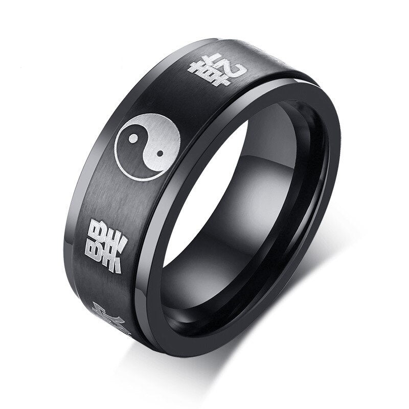 Peris Gems Black / 8 Yin Yang 8MM Stainless Spinner Rings for Men SHEIN Amazon Temu