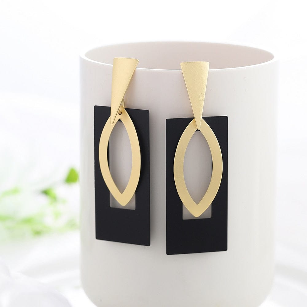 Peris Gems Black and Golden Drop Earrings for Women | Hollow Dangle Earrings for Women SHEIN Amazon Temu