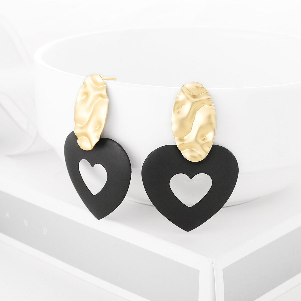 Peris Gems Black and Golden Drop Earrings for Women | Hollow Dangle Earrings for Women SHEIN Amazon Temu