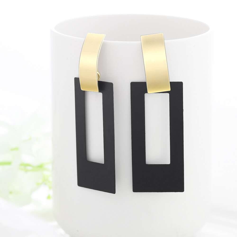 Peris Gems Black and Golden Drop Earrings for Women | Hollow Dangle Earrings for Women SHEIN Amazon Temu