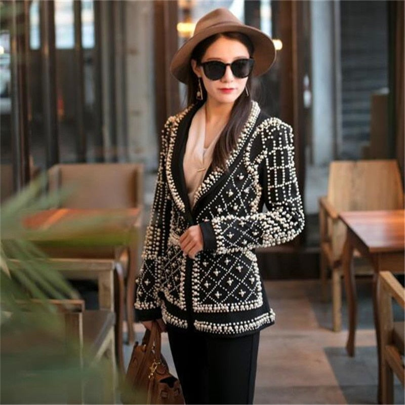 Peris Gems Black and White Pearl Blazer Jackets for Women SHEIN Amazon Temu
