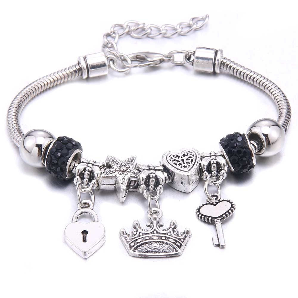 Peris Gems Black Crown Dragonfly & Owl Pendants Crystal Charm Bracelets | Beads Bracelet for Women Dragonfly & Owl Pendants Crystal Charm Bracelets SHEIN Amazon Temu