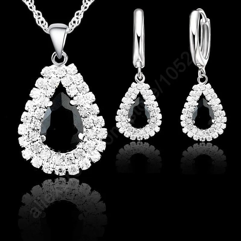 Peris Gems Black Diamond 925 Silver Necklace and Earrings Set for Women SHEIN Amazon Temu