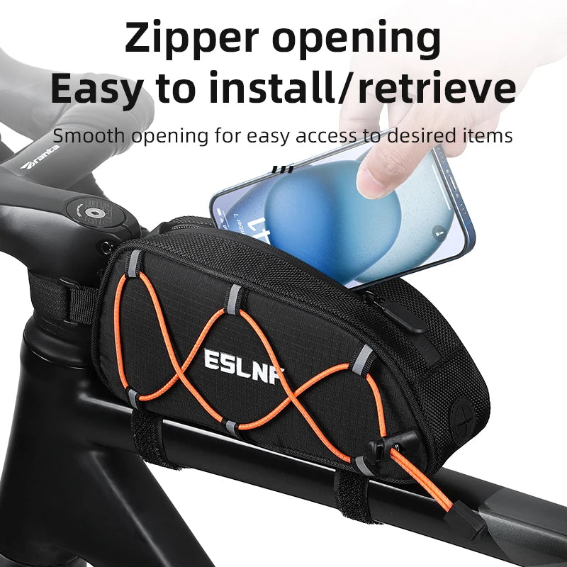 Peris Gems Black ESLNF Bike bag Mountain Road Bike Reflective Waterproof Tube Bag Portable Storage Front Tube Bag Free Replacement Of Reflective ESLNF Bike bag Mountain Road Bike Reflective Waterproof Tube Bag Portable Storage Front Tube Bag Free Replacement Of Reflective SHEIN Amazon Temu