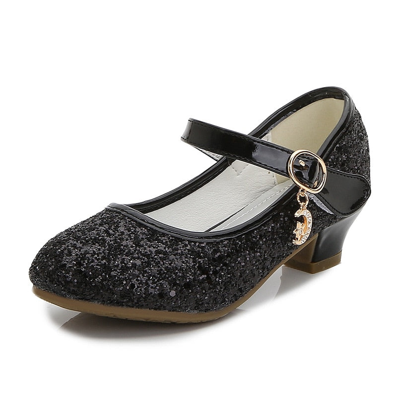 Peris Gems Black / EUR 26 Insole 17.2CM Glitter High Heel Shoes for Girls | Round Toe Princess Heels SHEIN Amazon Temu