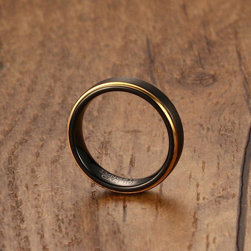 Peris Gems Black Gold Lined 5MM Tungsten Rings for Men SHEIN Amazon Temu