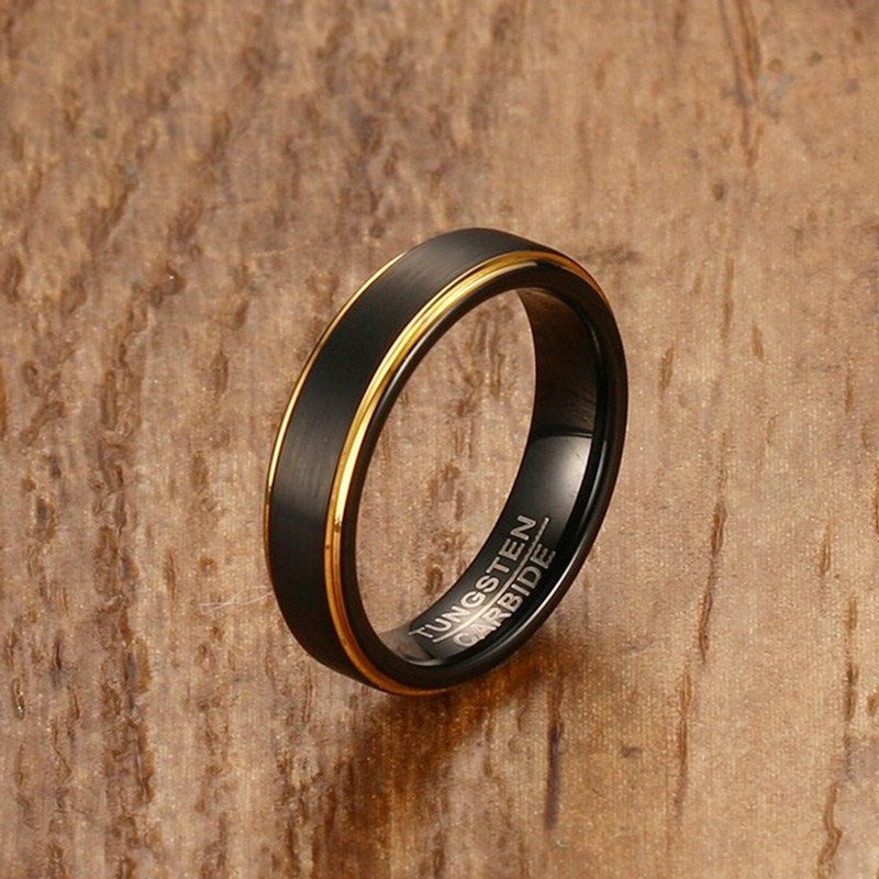 Peris Gems Black Gold Lined 5MM Tungsten Rings for Men SHEIN Amazon Temu