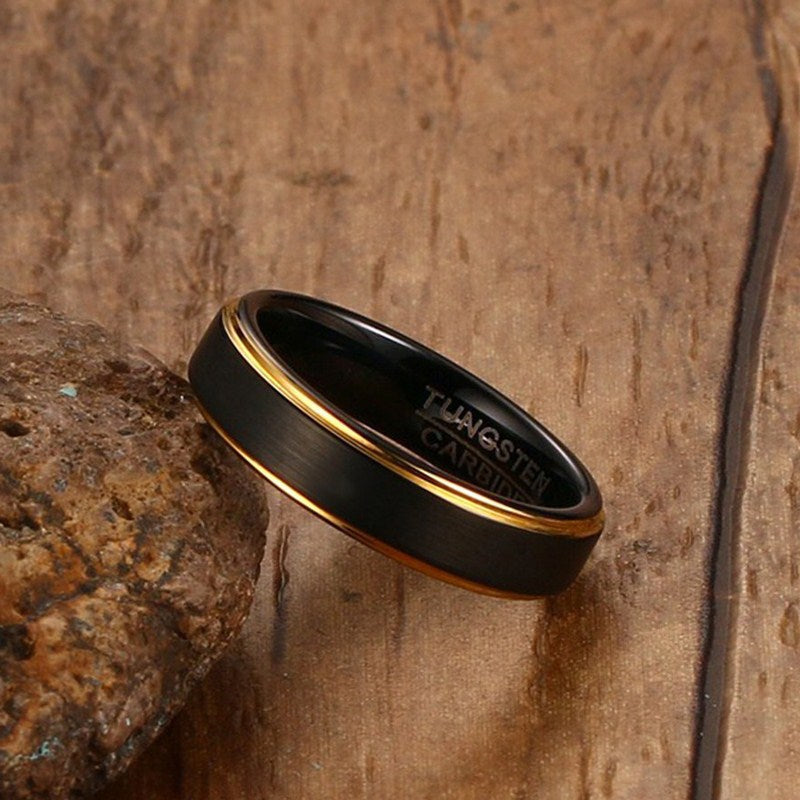 Peris Gems Black Gold Lined 5MM Tungsten Rings for Men SHEIN Amazon Temu