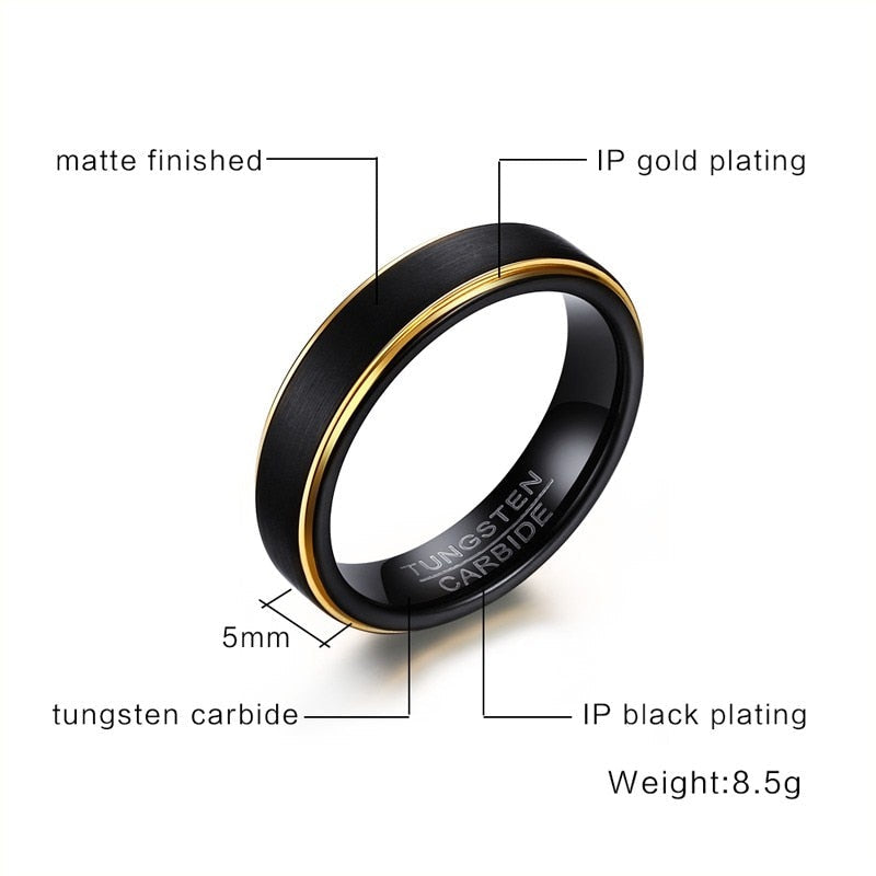 Peris Gems Black Gold Lined 5MM Tungsten Rings for Men SHEIN Amazon Temu