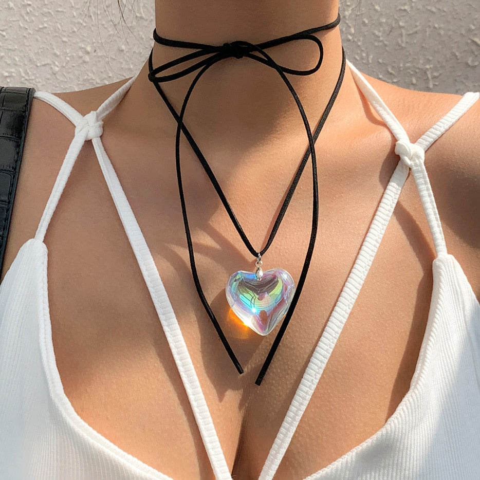 Peris Gems Black Gothic Bowknot Choker Necklace with Big Heart Pendant for Women Black Gothic Bowknot Choker Necklace with Big Heart Pendant SHEIN Amazon Temu