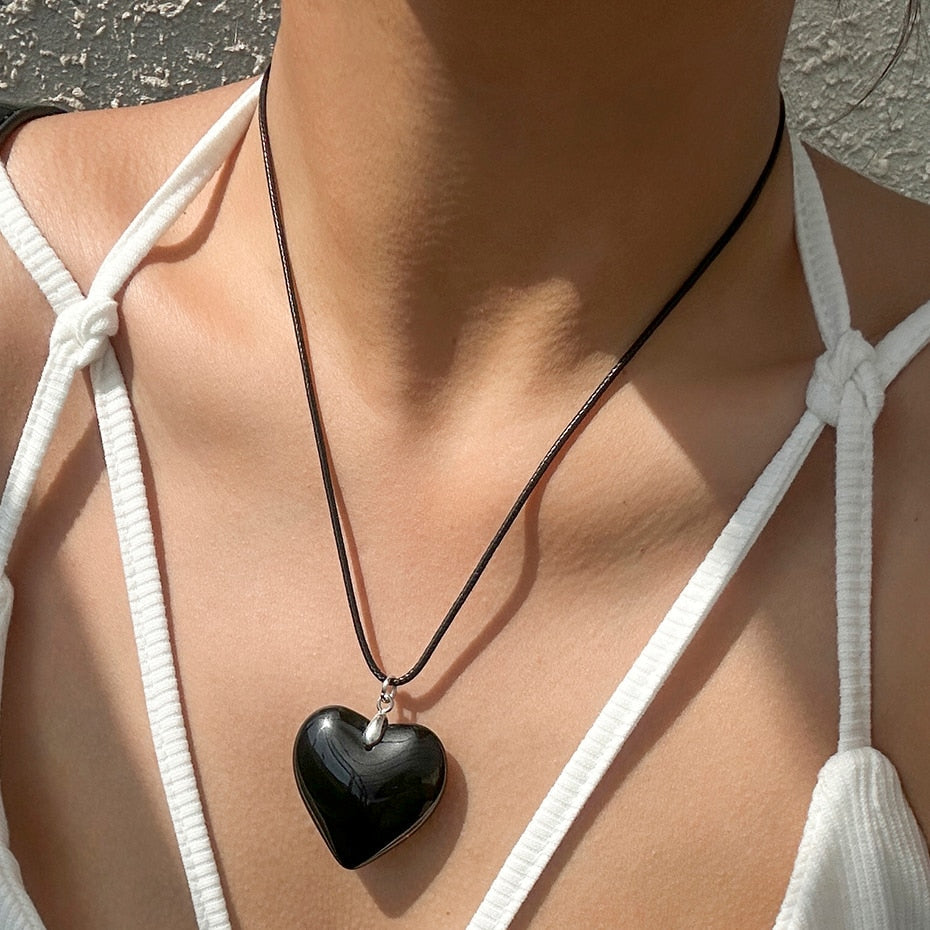 Peris Gems Black Gothic Bowknot Choker Necklace with Big Heart Pendant for Women Black Gothic Bowknot Choker Necklace with Big Heart Pendant SHEIN Amazon Temu