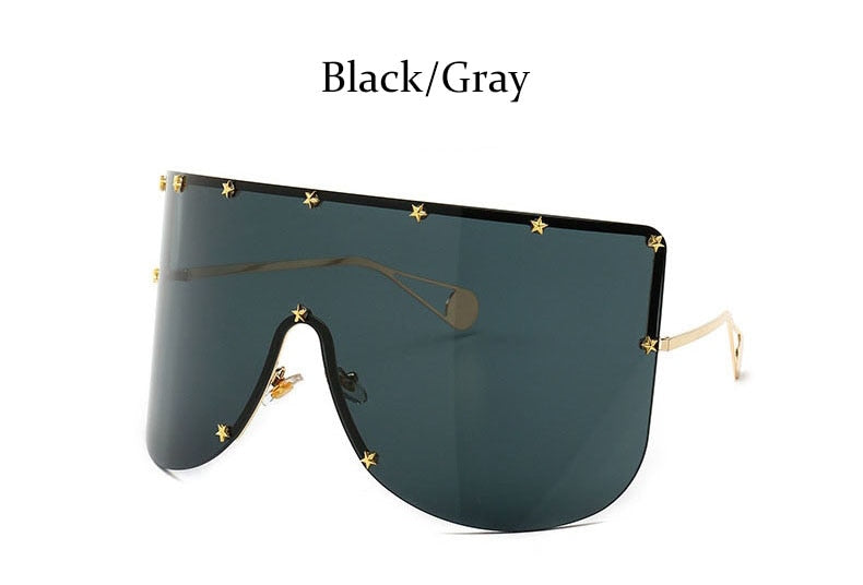 Peris Gems Black Gray Oversized Shield Sunglasses Unisex | Large Blocky Rimless Sunglasses Oversized Shield Sunglasses Unisex | Large Blocky Sunglasses SHEIN Amazon Temu