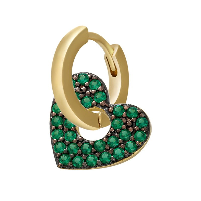 Peris Gems black green Crystal Heart Earrings for Women | Gold and Diamond Hoop Earrings SHEIN Amazon Temu