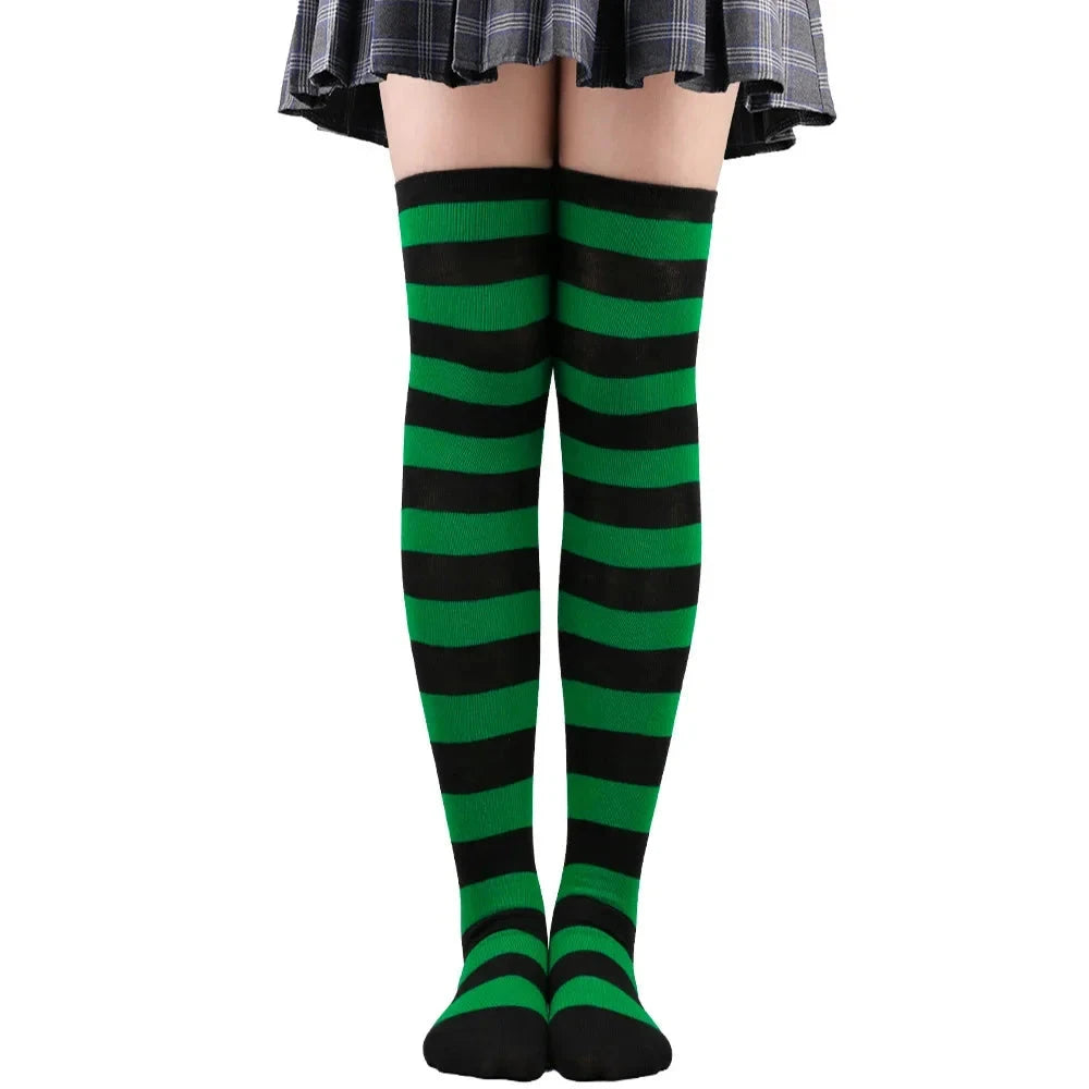 Peris Gems black green wide 24 / One Size Womens Striped Thigh High Stockings Ladies Girls Black White pink Long Over Above Knee Socks Cosplay Lolita Harajuku Y2k 2025 Womens Striped Thigh High Stockings Ladies Girls Black White pink Long Over Above Knee Socks Cosplay Lolita Harajuku Y2k 2025 SHEIN Amazon Temu