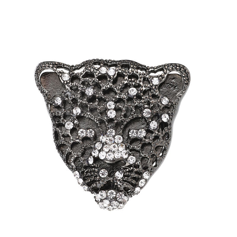 Peris Gems Black Gun Plated Diamond Tiger Leopard Head Lapel Pin Brooch Badges Unisex SHEIN Amazon Temu