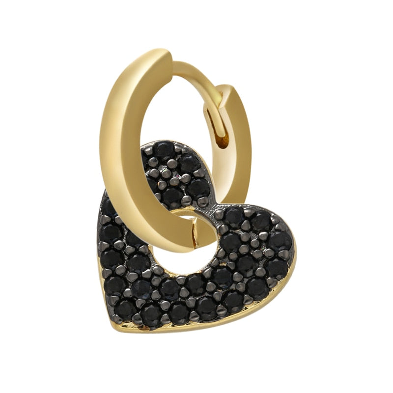 Peris Gems black heart Crystal Heart Earrings for Women | Gold and Diamond Hoop Earrings SHEIN Amazon Temu