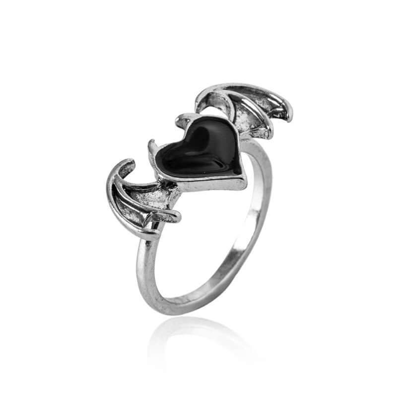 Peris Gems Black Heart Wings Opal 2pc Moonstone Angel and Demon Adjustable Rings for Women SHEIN Amazon Temu