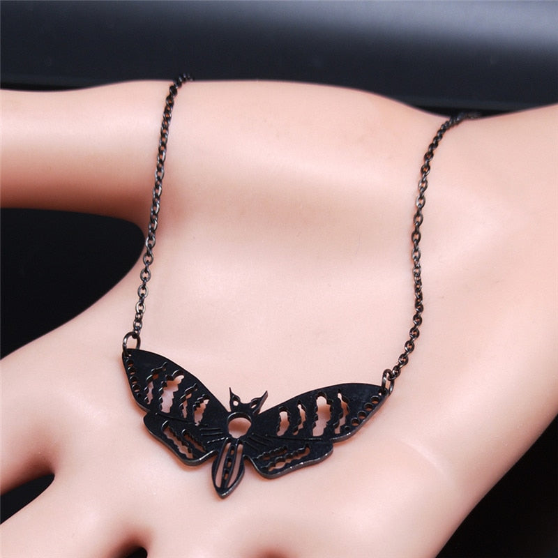 Peris Gems Black Hollow Moth Necklaces Unisex | Gold Stainless Steel SHEIN Amazon Temu