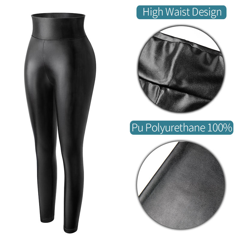 Peris Gems Black / L Slim Solid High Waist Faux Leather Leggings for Women SHEIN Amazon Temu