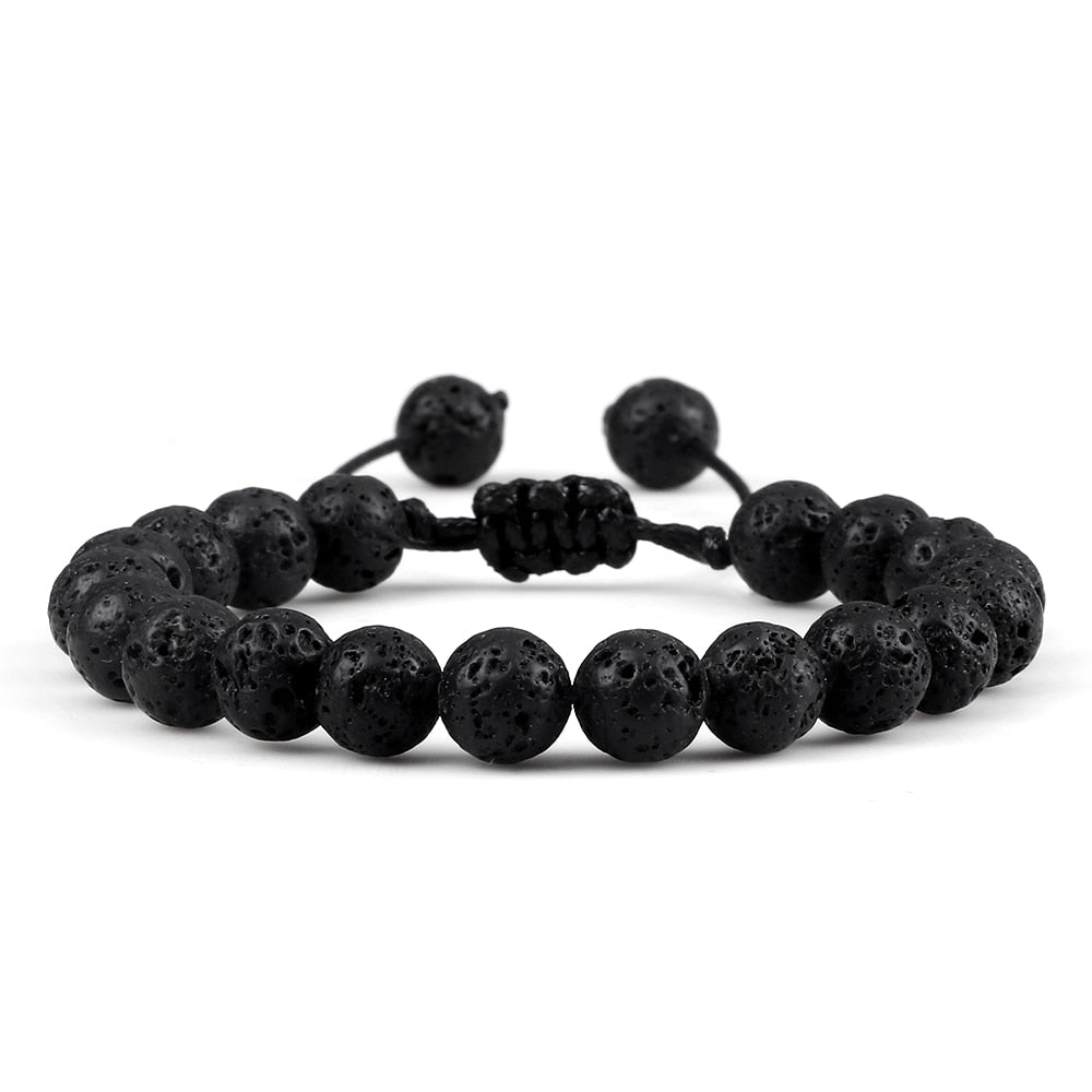 Peris Gems Black Lava 3 Black Lava Stone Bracelets | Braided Charm Beads Bracelet SHEIN Amazon Temu