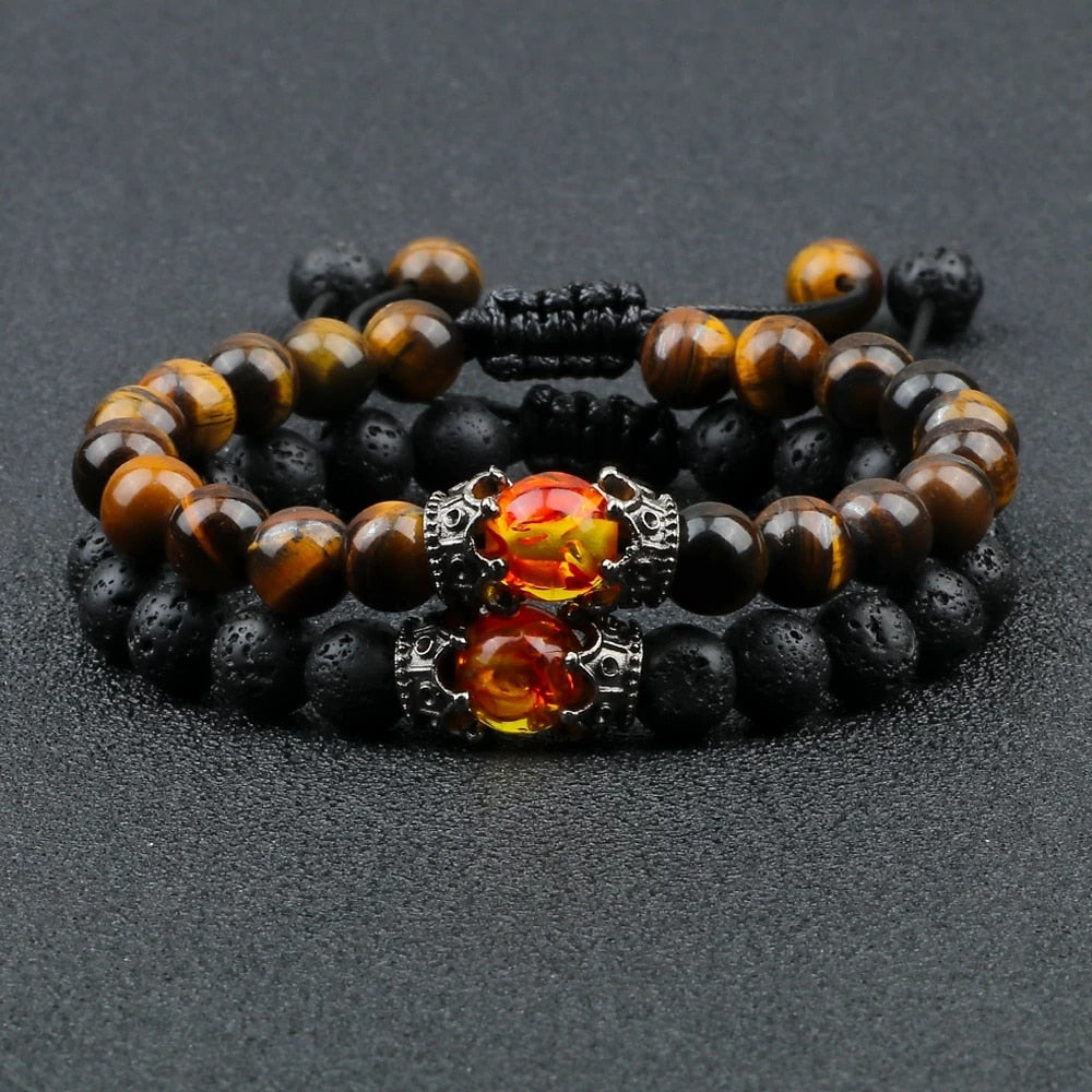 Peris Gems Black Lava Stone Bracelets | Braided Charm Beads Bracelet SHEIN Amazon Temu