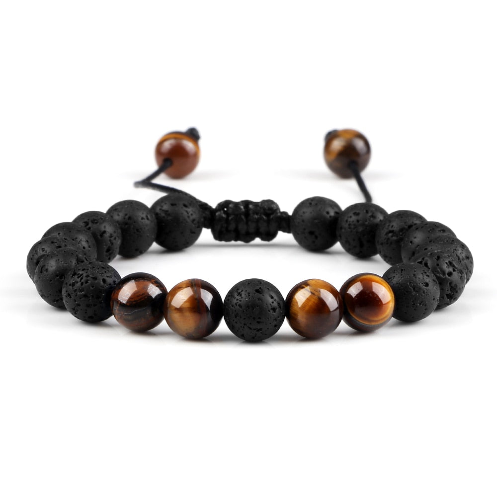 Peris Gems Black Lava Tiger Black Lava Stone Bracelets | Braided Charm Beads Bracelet SHEIN Amazon Temu