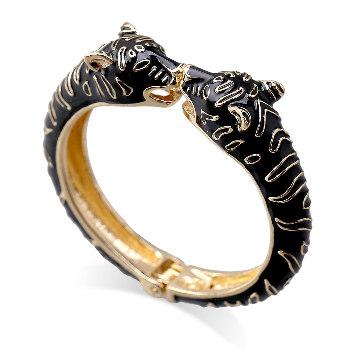 Peris Gems Black Leopard Head Cuff Bangle for Women | Gold Plated Enamel Bracelets Leopard Head Cuff Bangle for Women | Gold Plated Bracelets SHEIN Amazon Temu