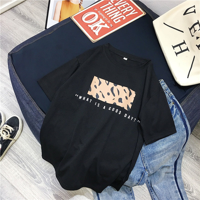Peris Gems black / M Leopard Print Short Sleeve T-Shirts for Women | O-Neck Shirts Leopard Print Short Sleeve T-Shirts for Women | O-Neck Shirt SHEIN Amazon Temu