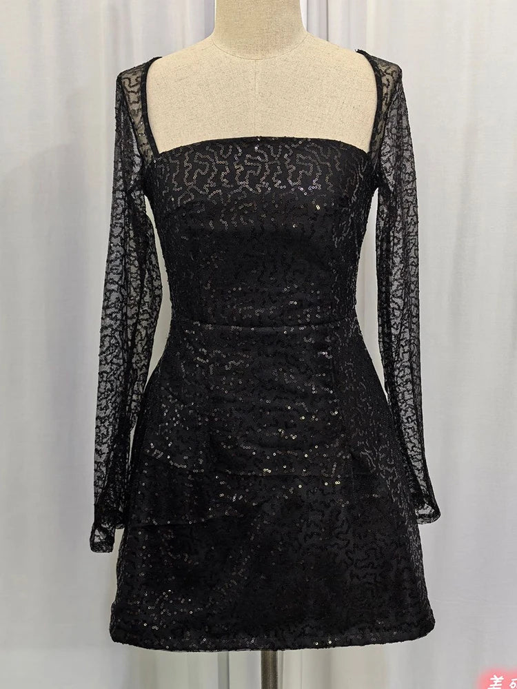 Peris Gems black / M Mozision Sequins Long Sleeve Backless Sexy Mini Dress Women Robe Fashion Sparkle Lace-up High Waist A-line Club Dress Vestido Mozision Sequins Long Sleeve Backless Sexy Mini Dress Women Robe Fashion Sparkle Lace-up High Waist A-line Club Dress Vestido SHEIN Amazon Temu