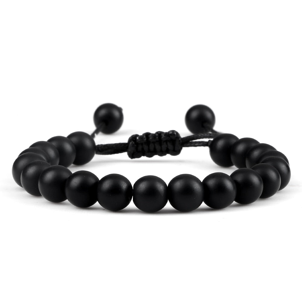Peris Gems Black Matte 2 Black Lava Stone Bracelets | Braided Charm Beads Bracelet SHEIN Amazon Temu