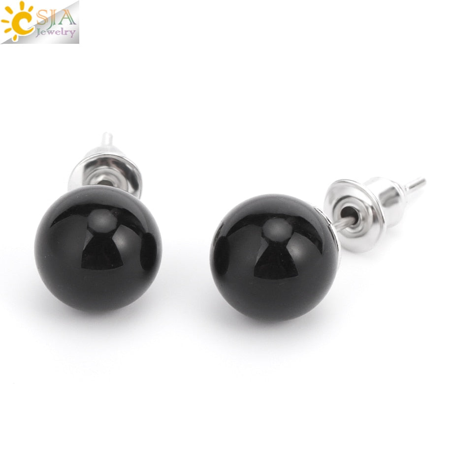 Peris Gems Black Obsidian Round 8mm Natural Quartz Stud Earrings for Women SHEIN Amazon Temu